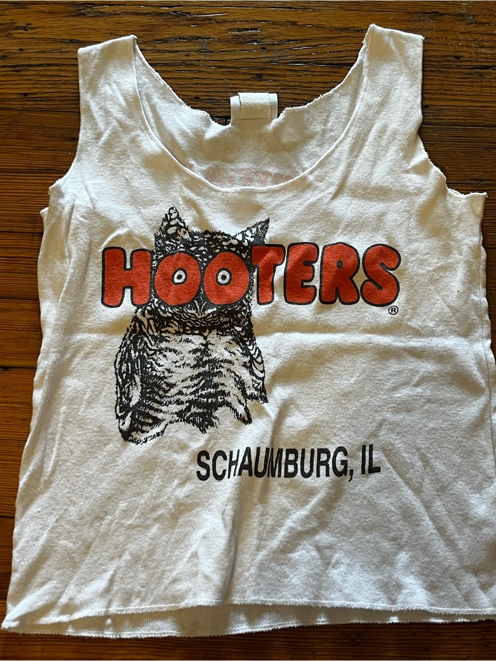 Hooters White Tank with Orange Logo Tag